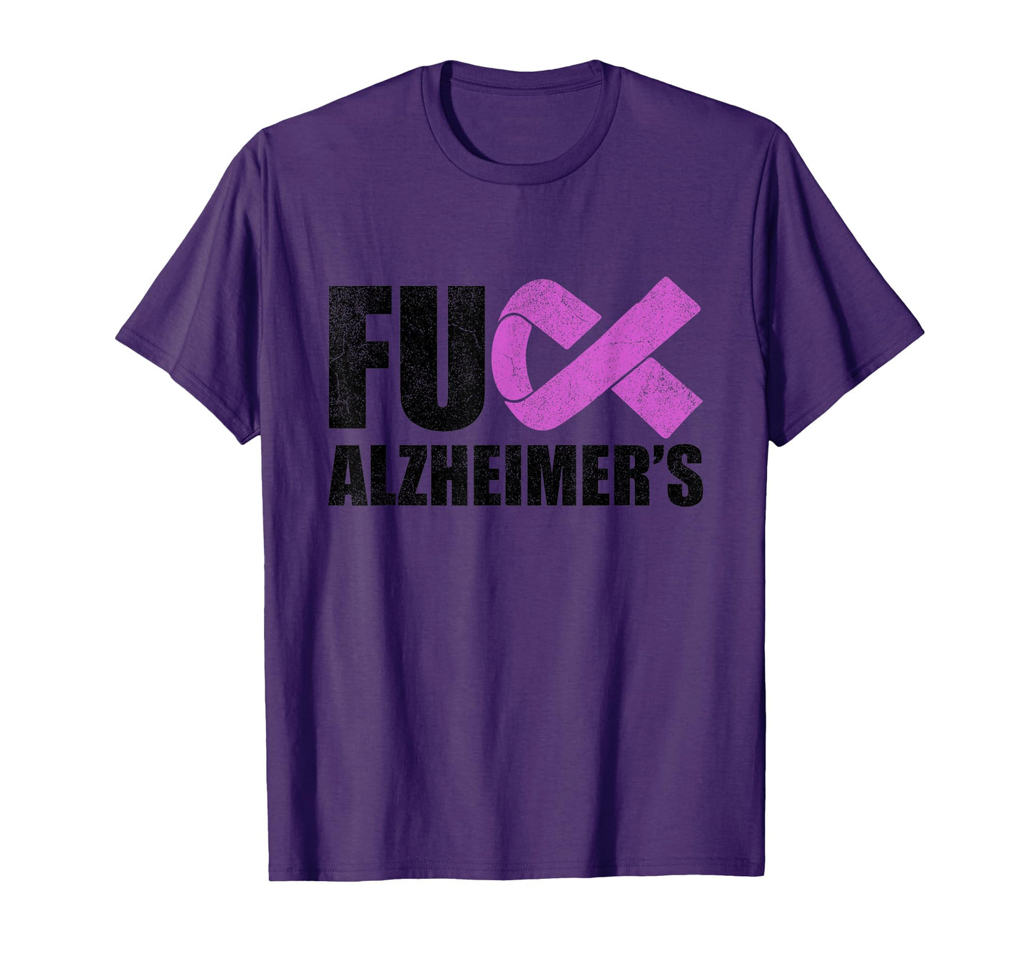 Vintage Ribbon Fuck Alzheimer’s Dementia Alzheimers Purple T-Shirt