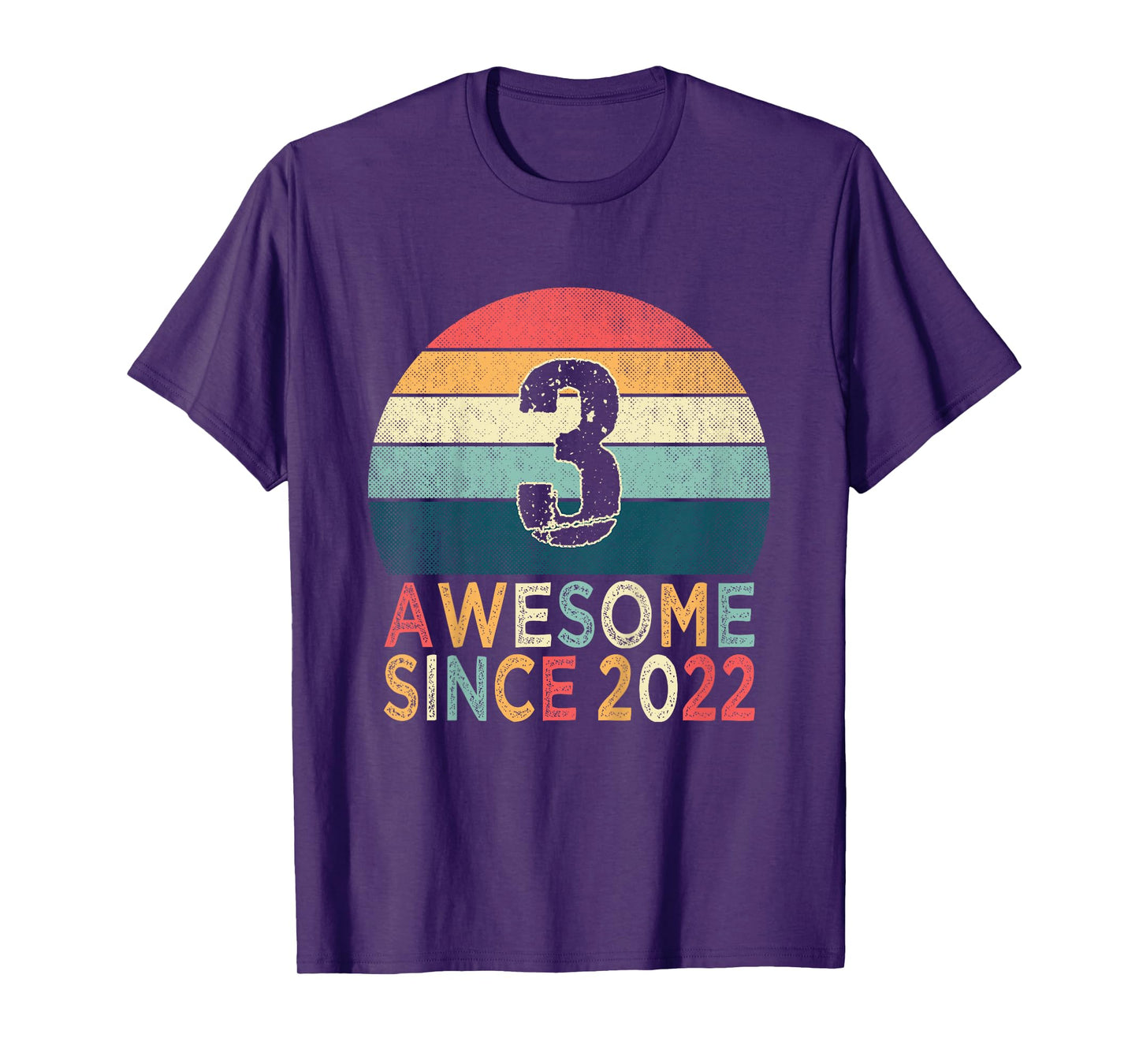Kids 3rd Birthday Vintage Retro 3 Years Old Awesome Since 2022 T-Shirt