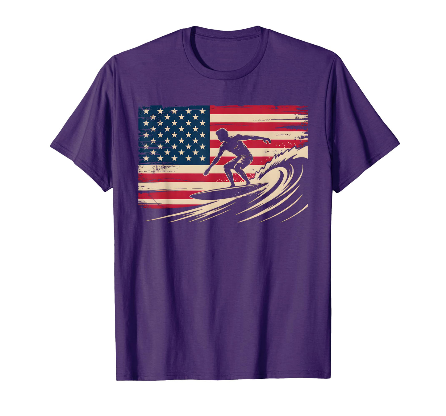 Cool Surfing For Men Women 4th Of July American Flag Surfer T-Shirt
