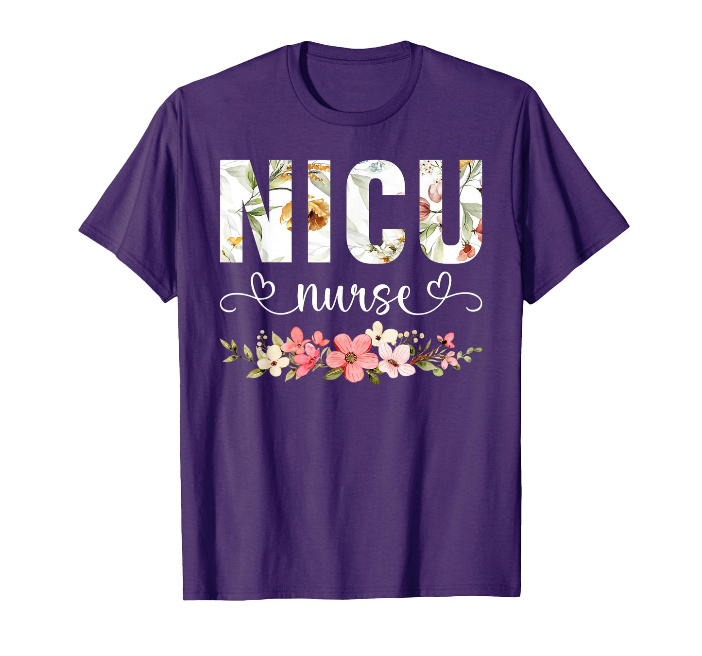 Floral NICU Nurse RN Neonatal Intensive Care Unit Nursing T-Shirt