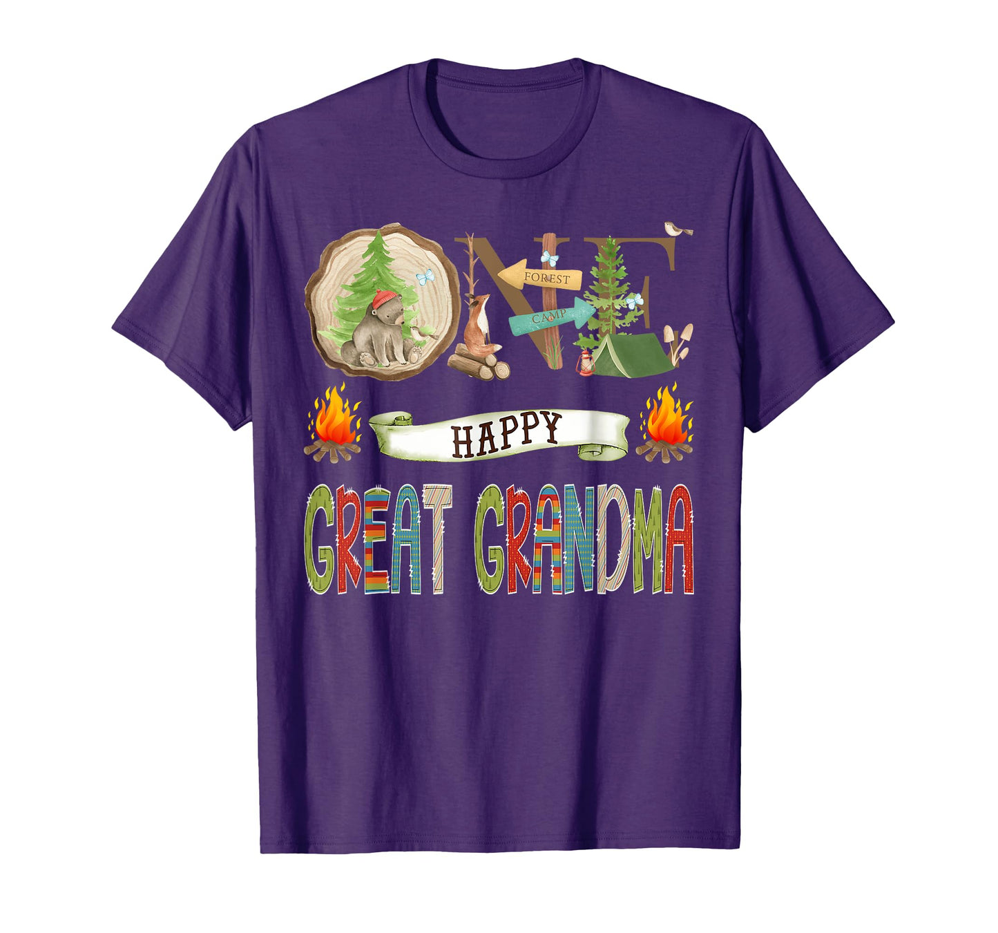 One Happy Great Grandma Camper 1St Birthday Camping Bear T-Shirt