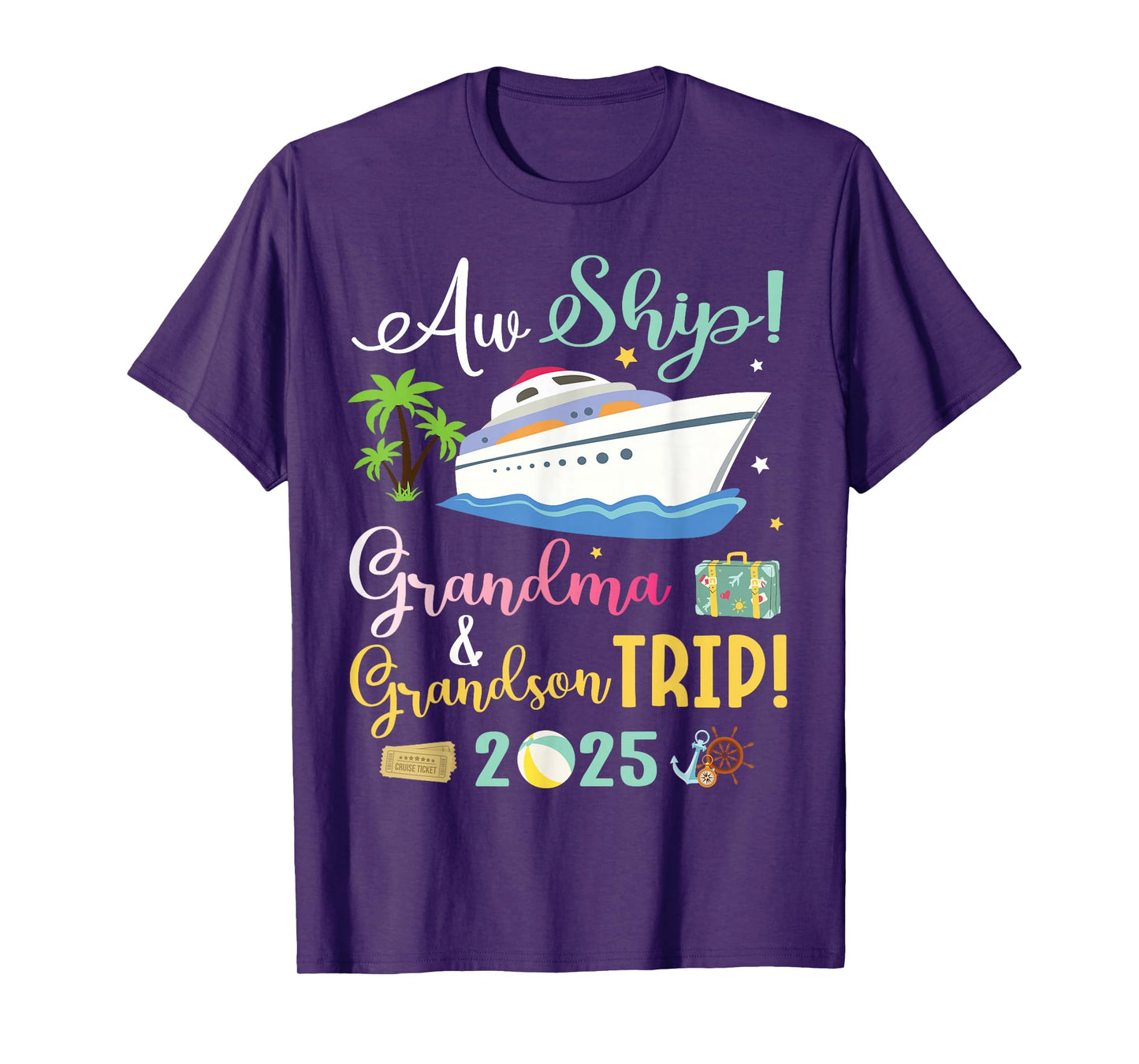 Aw Cruise Ship Grandma & Grandson Trip 2025 Family Vacation T-Shirt