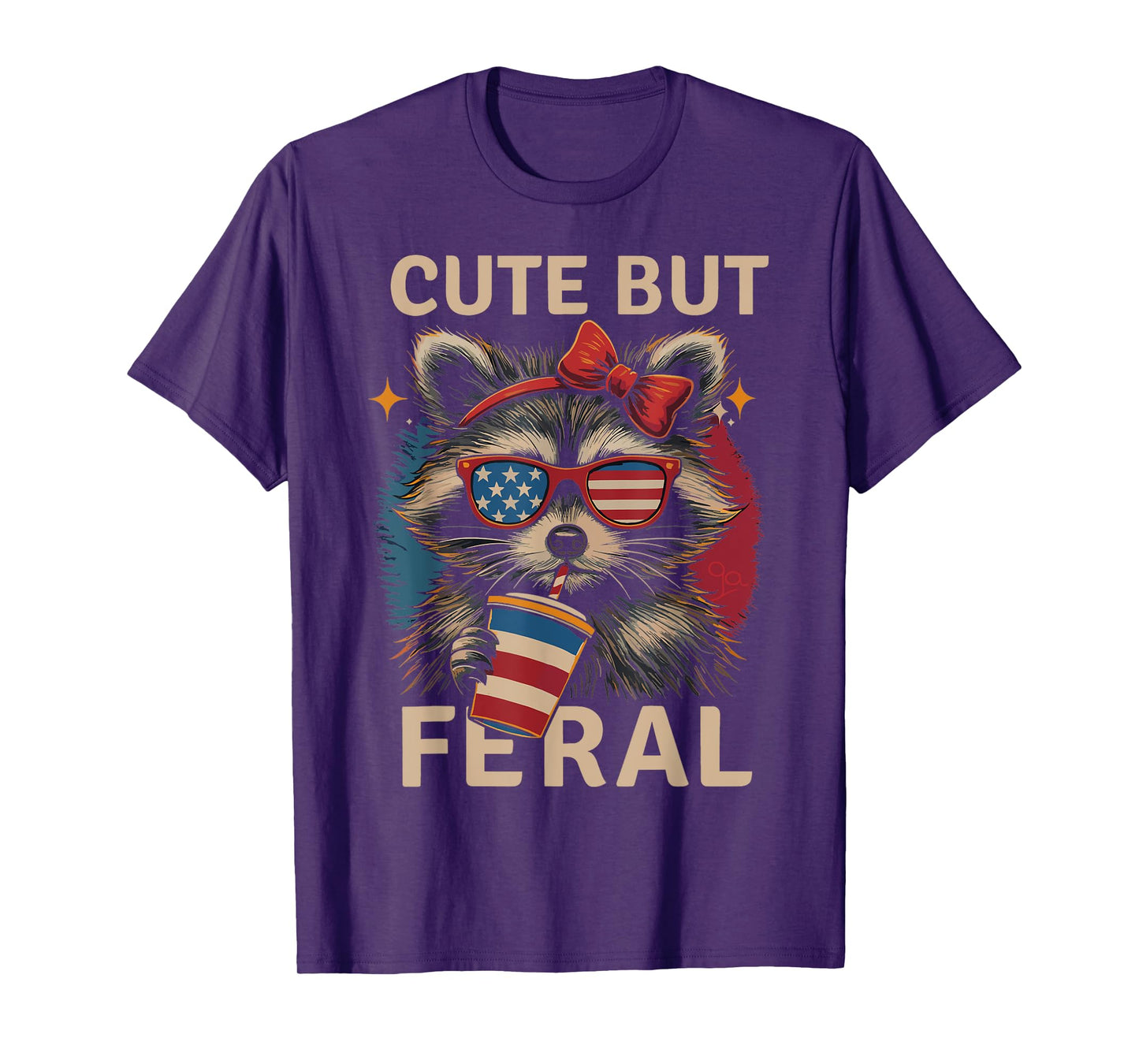 Cute But Feral Raccoon Funny Animal With Sunglasses Design T-Shirt