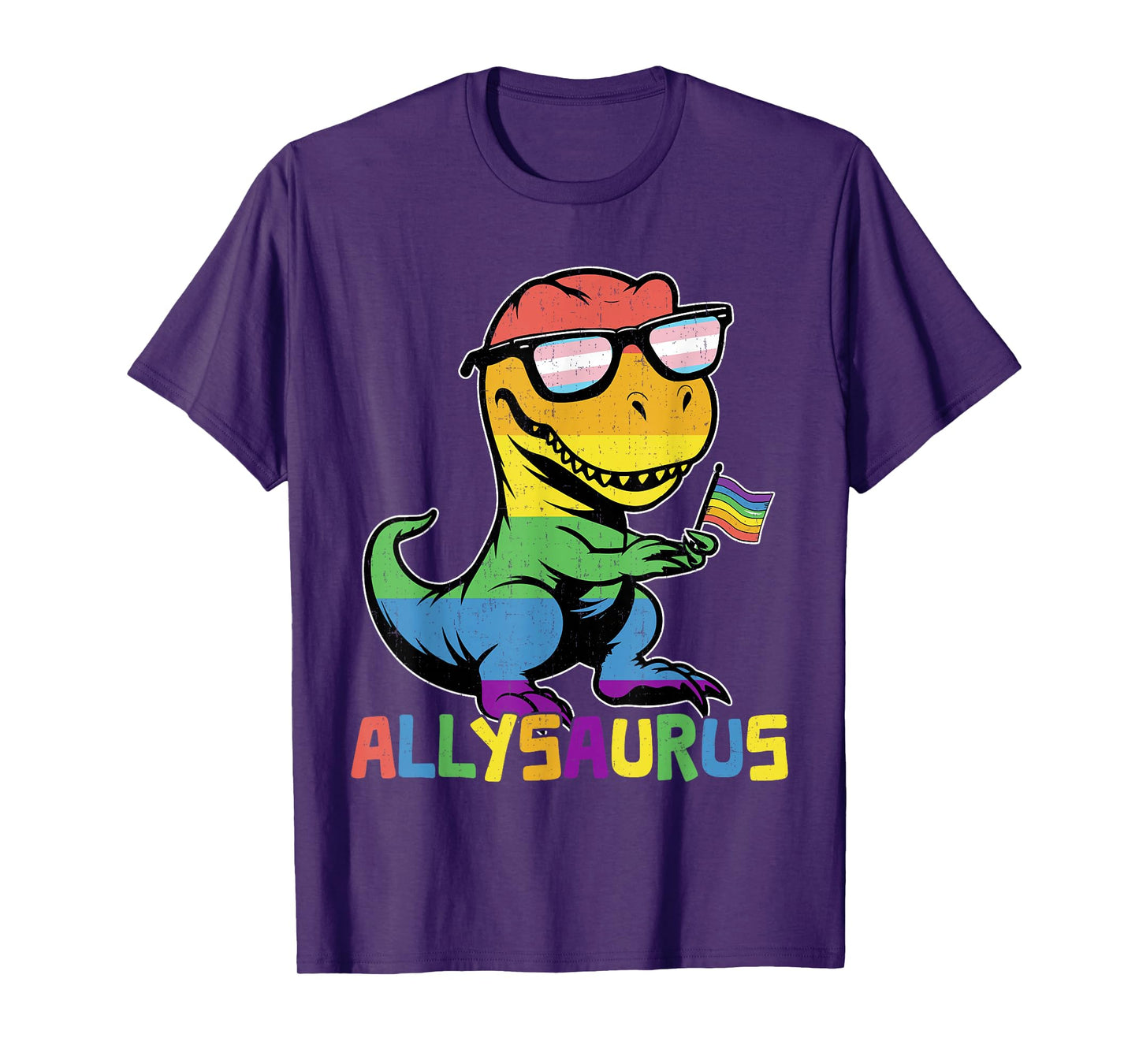Funny Allysaurus LGBTQ Rainbow T Rex Kids Boys Gay Support T-Shirt