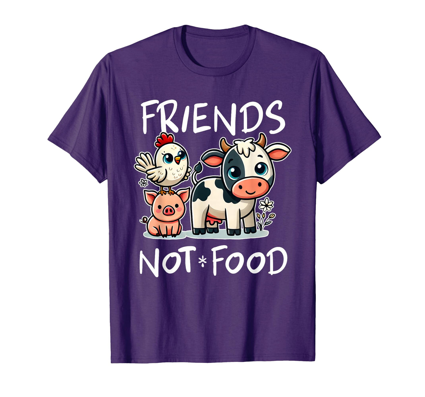 Friends Not Food Funny Vegan Vegetarian Cute Animals Gift T-Shirt
