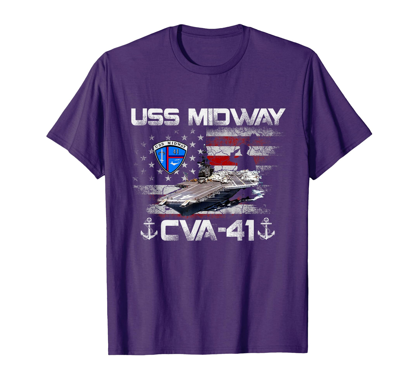 USS Midway CVA-41 Aircraft Carrier Flag Veterans Day Patriot T-Shirt