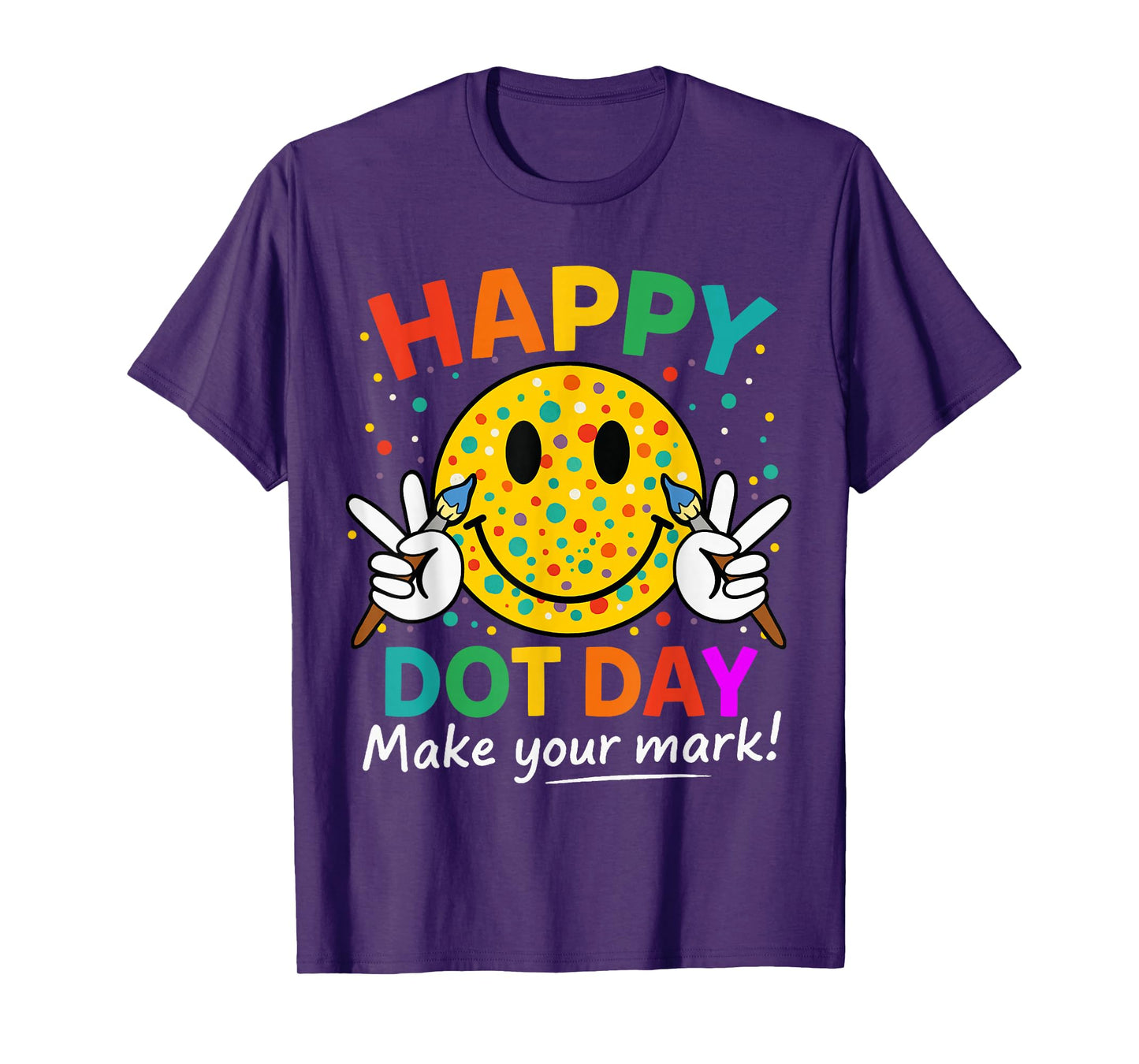 Happy Dot Day Smile Face Colorful Polka Dot Girl Teen Kids T-Shirt