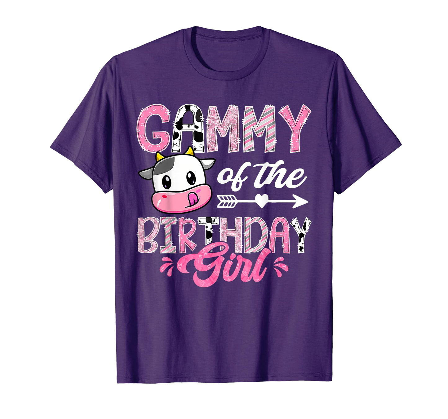 Gammy Of The Birthday Girl Pink Farm Cow 1St Birthday T-Shirt