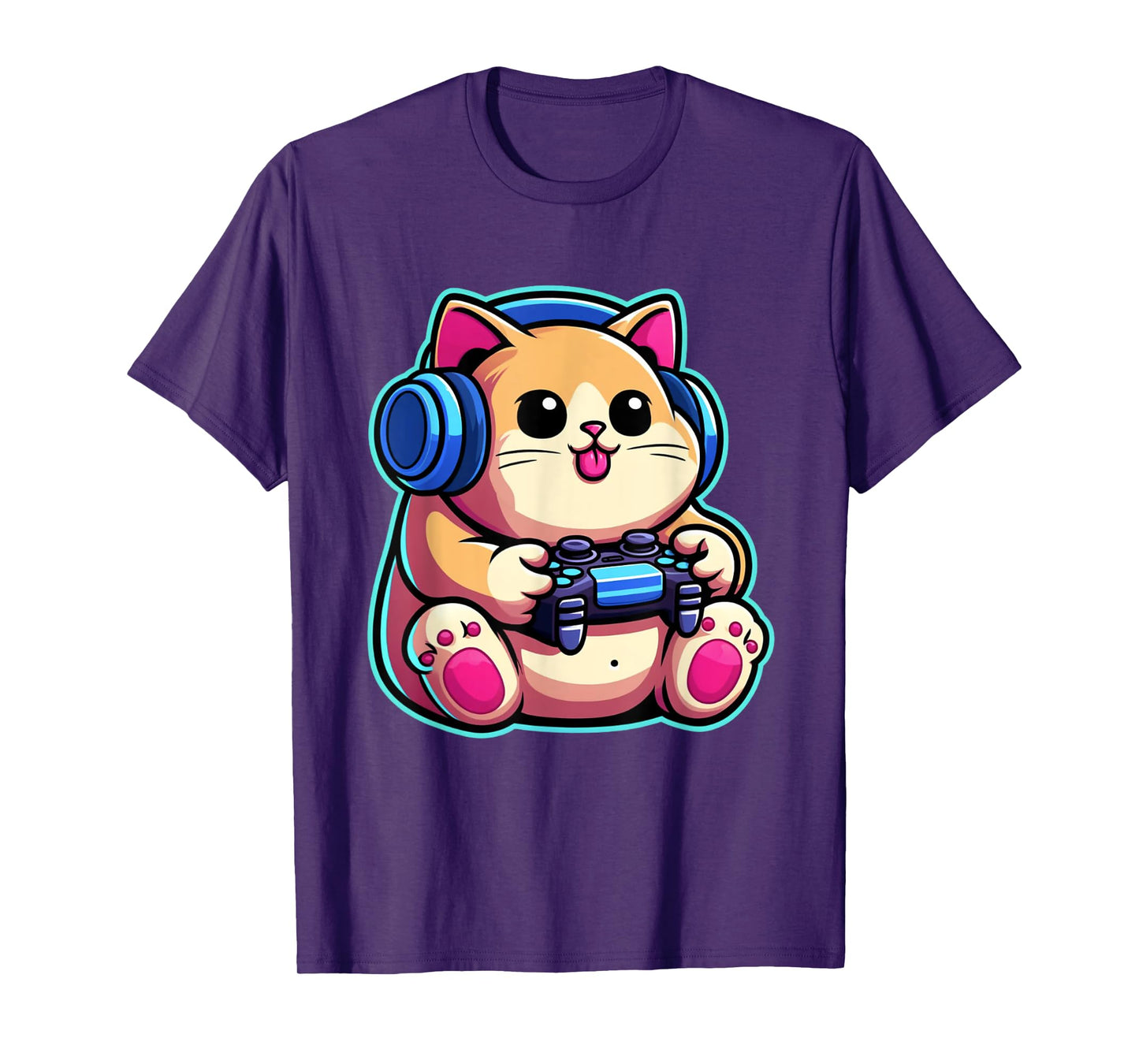 Funny Cat Gamer Gaming Cat Video Game T-Shirt for Men Women Kids