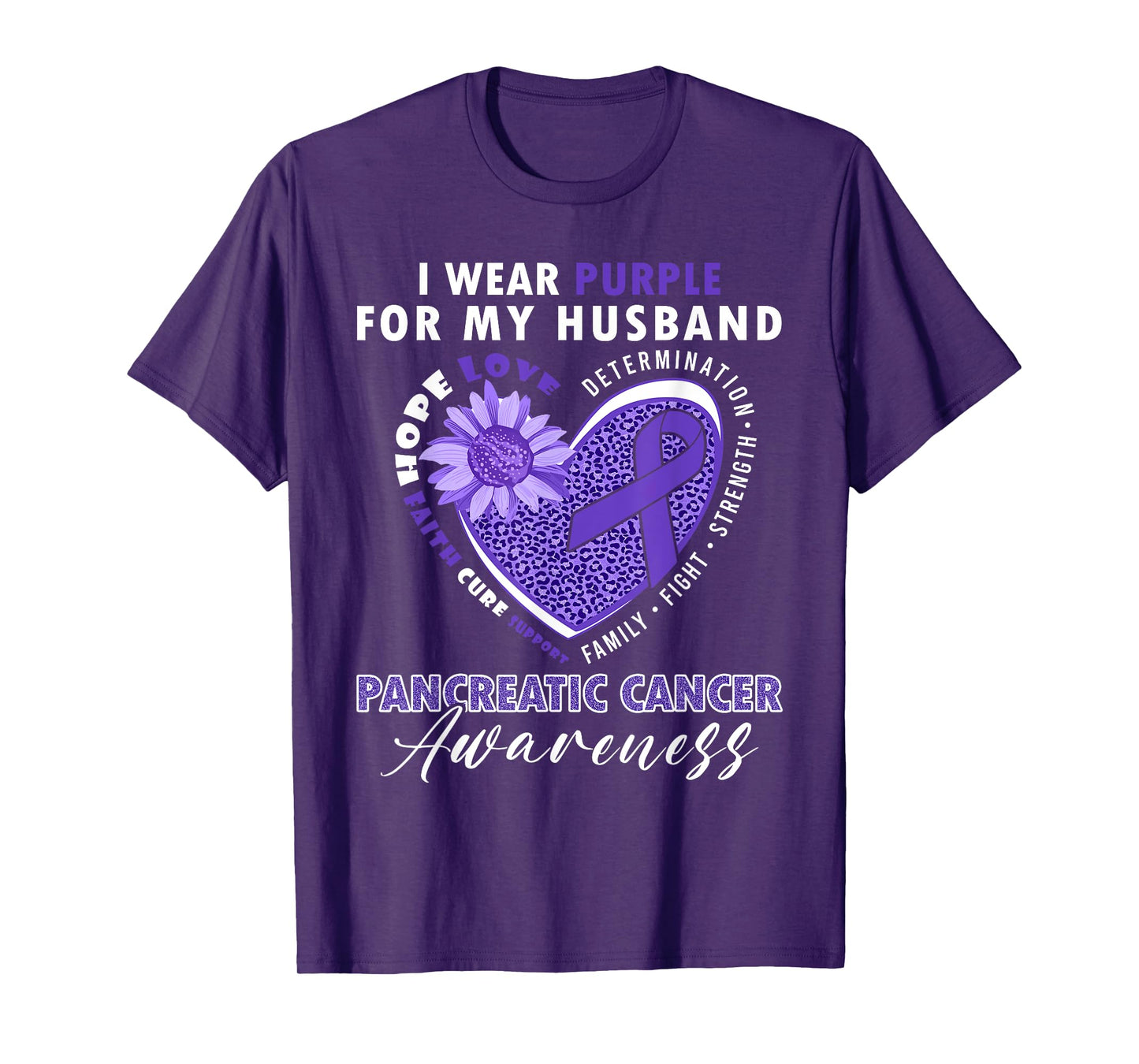 I Wear Purple For My Husband Pancreatic Cancer Awareness T-Shirt