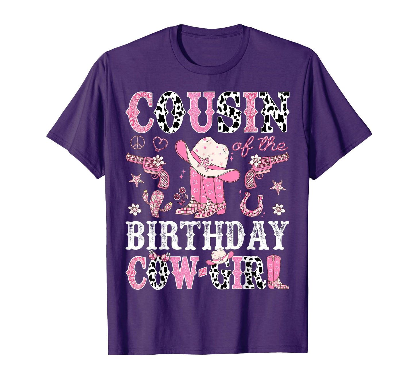 Cousin Of The Birthday CowGirl Pink Disco Rodeo Western T-Shirt