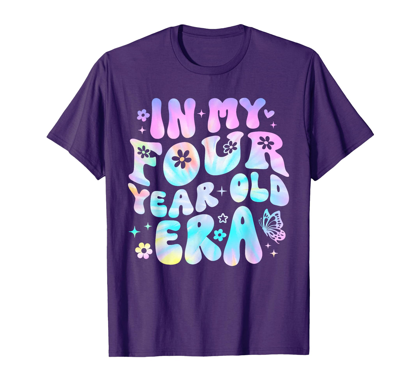 Groovy In My Four Year Old Era Girl 4th Birthday 4 Yrs Old T-Shirt