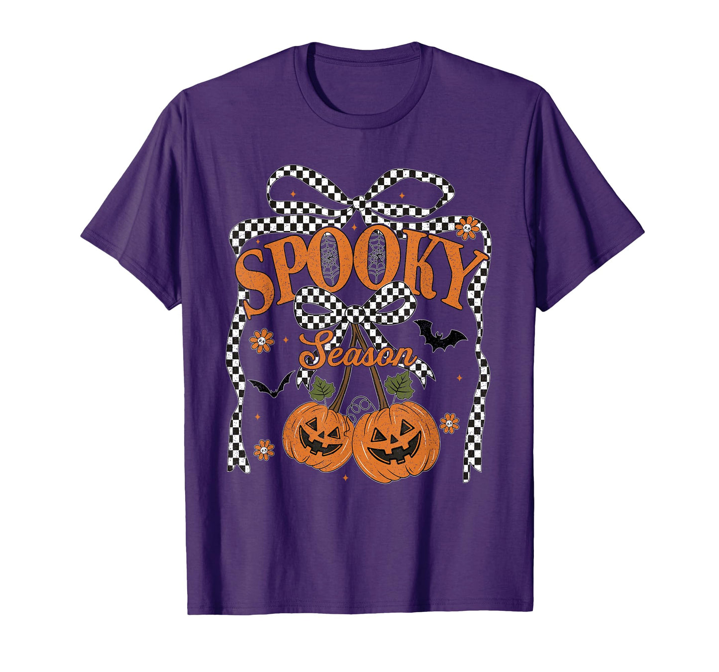 Preppy Spooky Season Pumpkin Cherries Autumn Girly Halloween T-Shirt