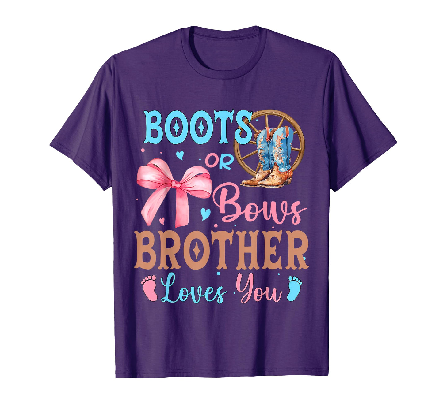 Boots or Bows Gender Reveal Decorations Brother Loves You T-Shirt