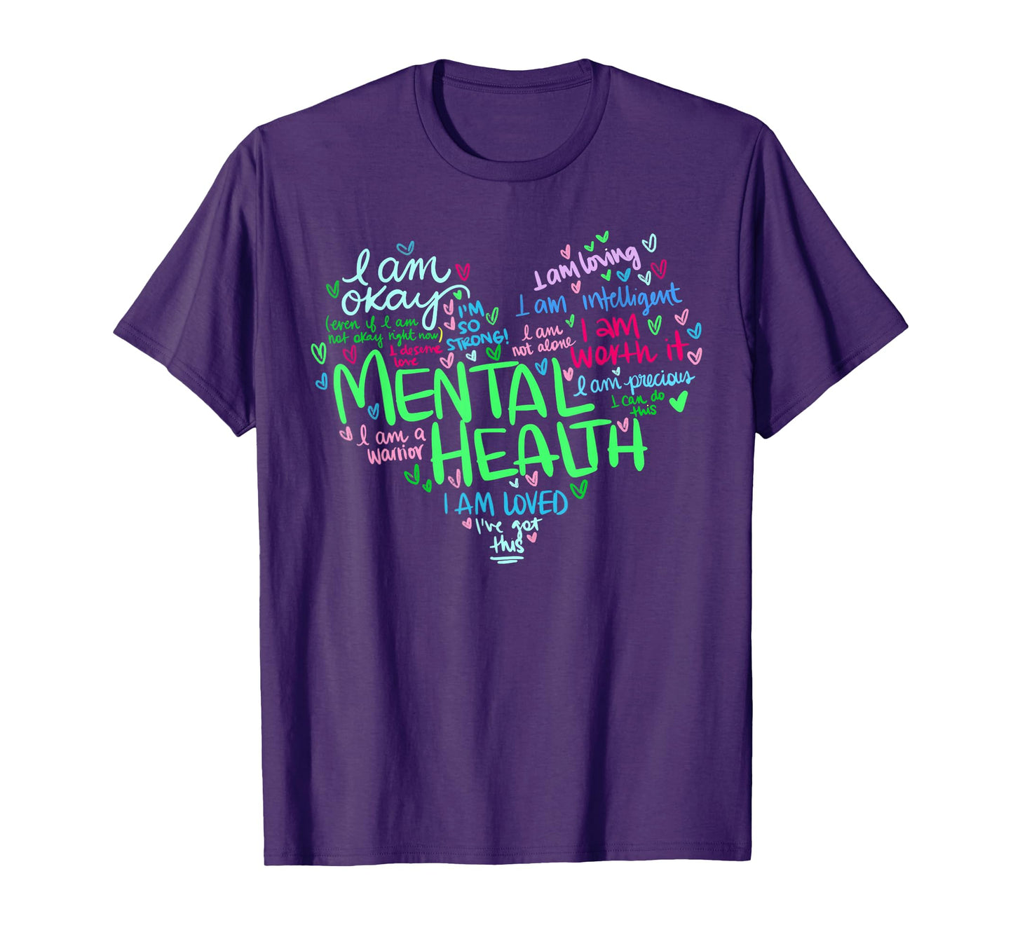 Heart I Wear Green For Mental Health Awareness Month Ribbon T-Shirt