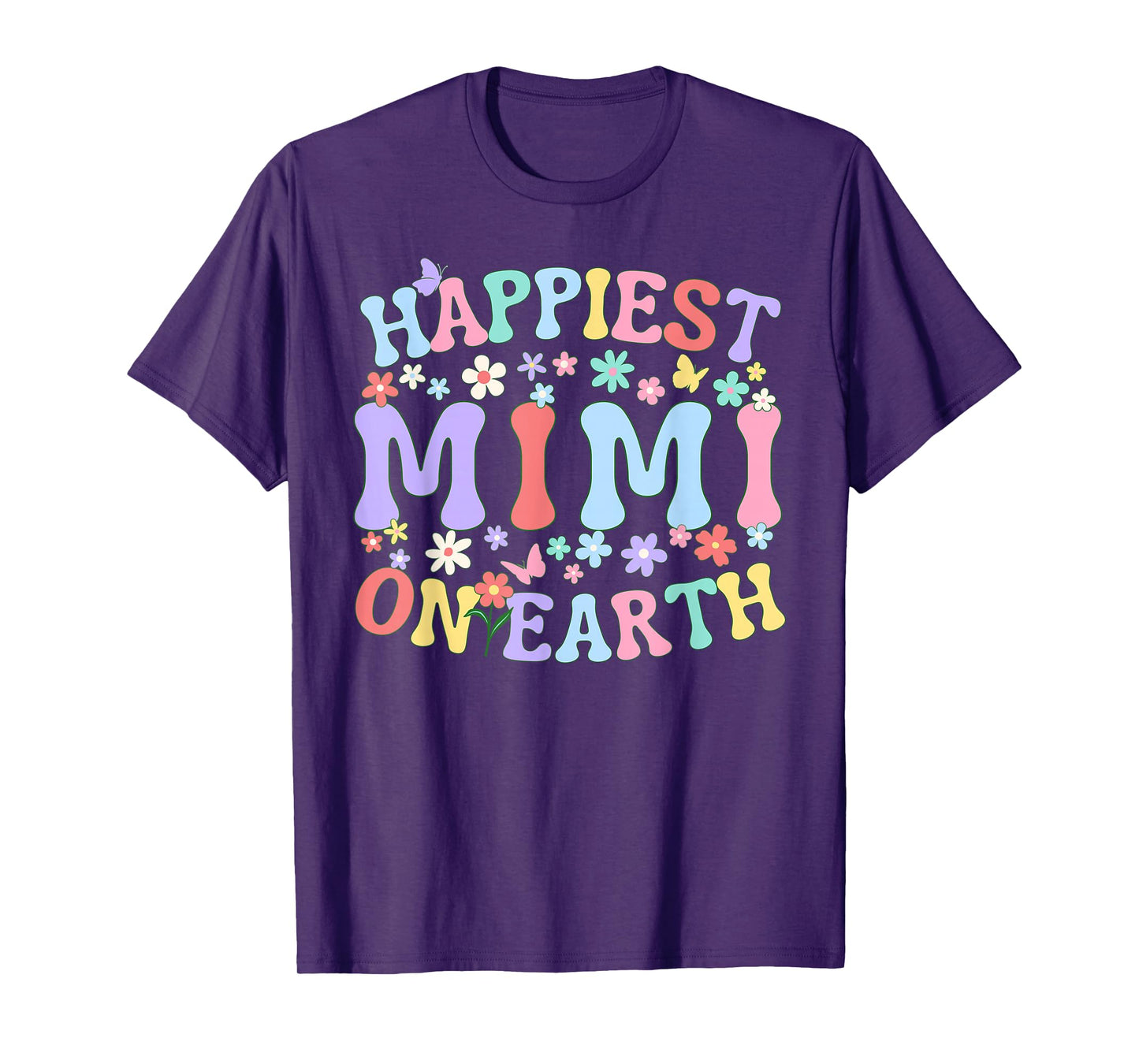 Happiest Mimi On Earth Family Trip Squad Groovy Grandma T-Shirt