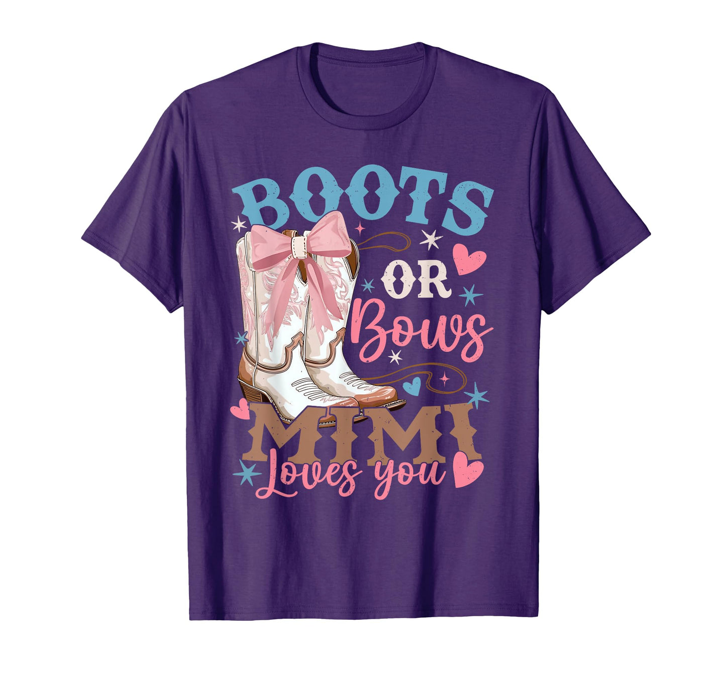 Boots Or Bows Mimi Loves You Gender Reveal Party T-Shirt