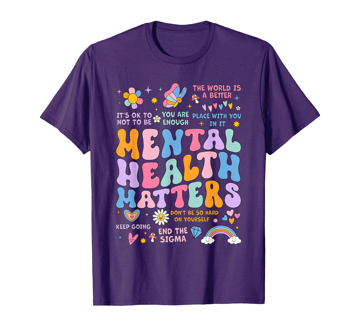 Mental Health Matters Support Squad Groovy Men Women Kids T-Shirt