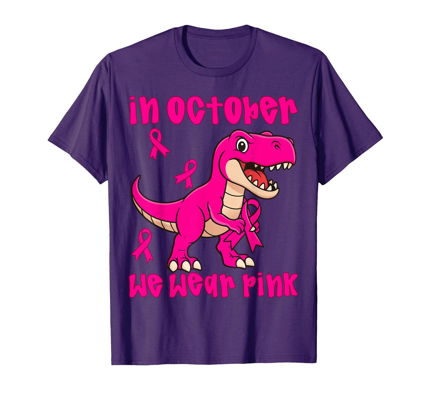 in October We Wear Pink Breast Cancer Trex for Boys Kids T-Shirt