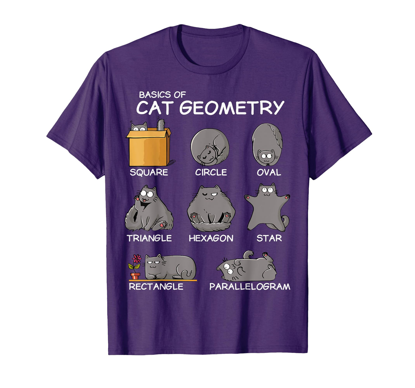 Cat Geometry Math Funny Cat Gifts For Cat Dad, Cat Mom, Kids T-Shirt, Small, Black