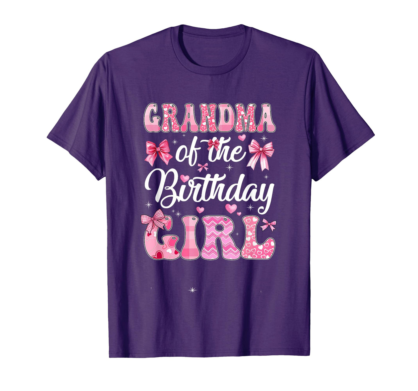 Grandma Of The Birthday Girl Family Pink Coquette Bow T-Shirt