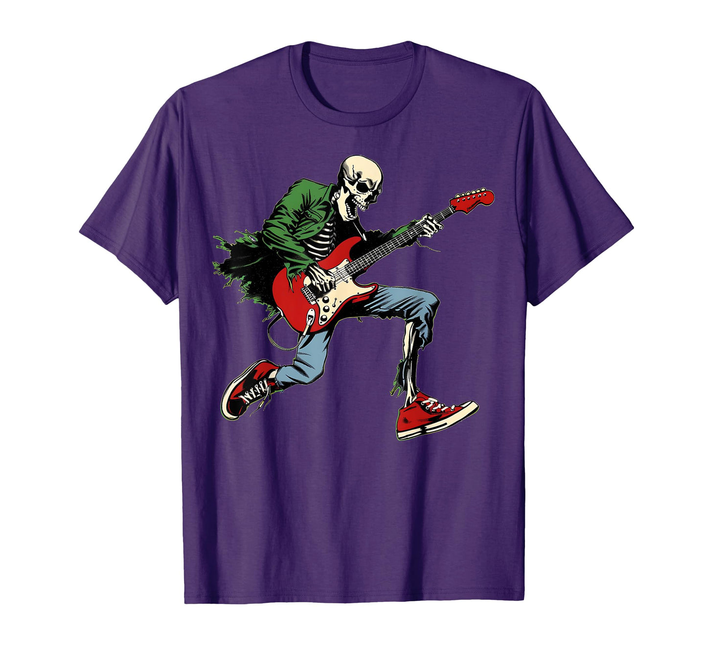 Skeleton Guitar Guy Halloween Rock & Roll Band Music Concert T-Shirt