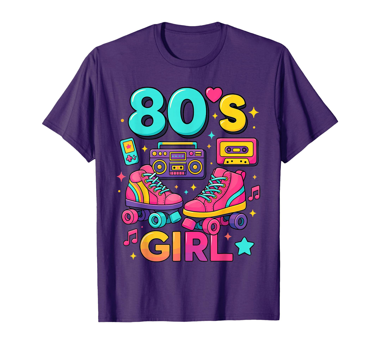 Retro 80s Outfit for Kids Girls, Vintage 80s Girl Halloween T-Shirt