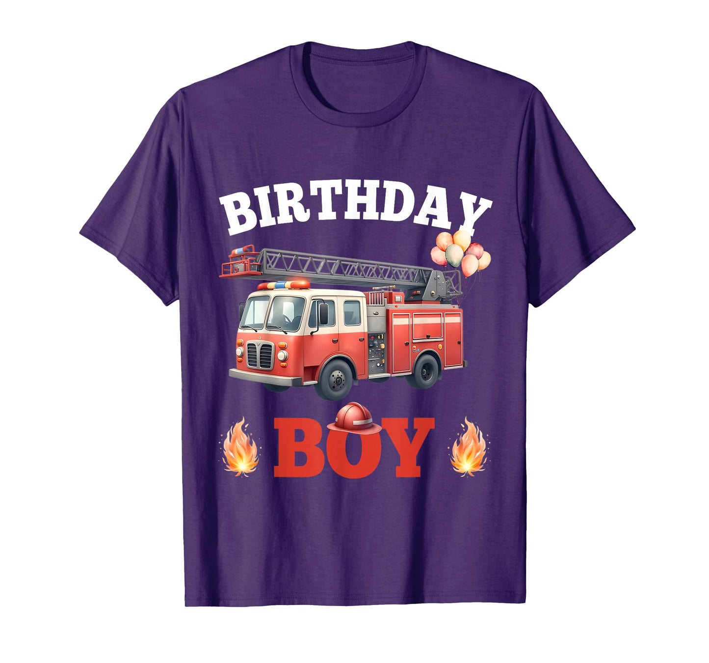 Funny It's My Birthday Boy Fire Truck Firefighter Family T-Shirt