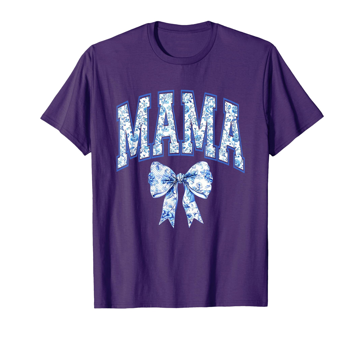Cute Mama Coquette Toile Blue Bow Floral Family Matching T-Shirt
