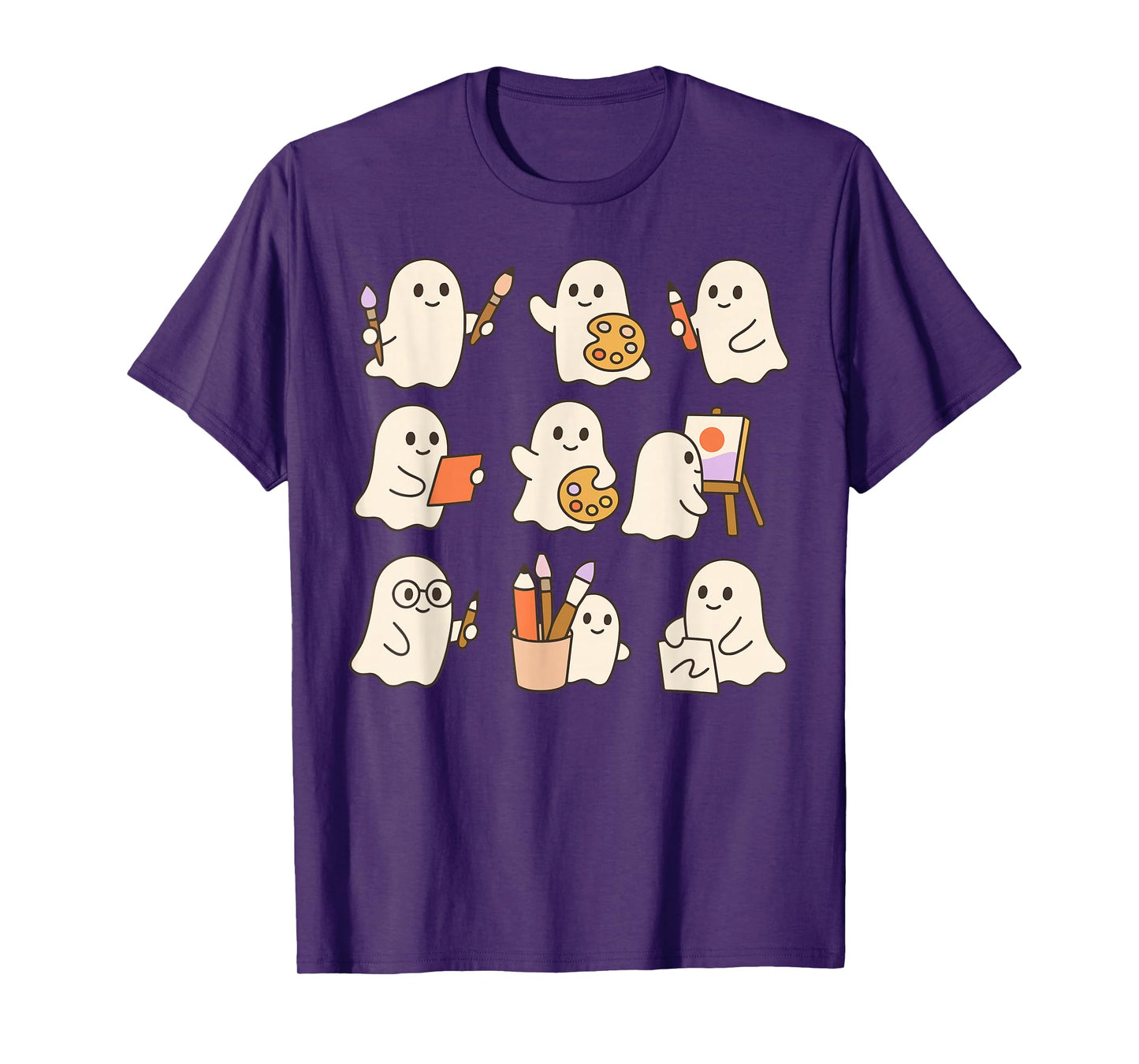Art Teacher Ghost Halloween Artists Painter Teacher Spooky T-Shirt