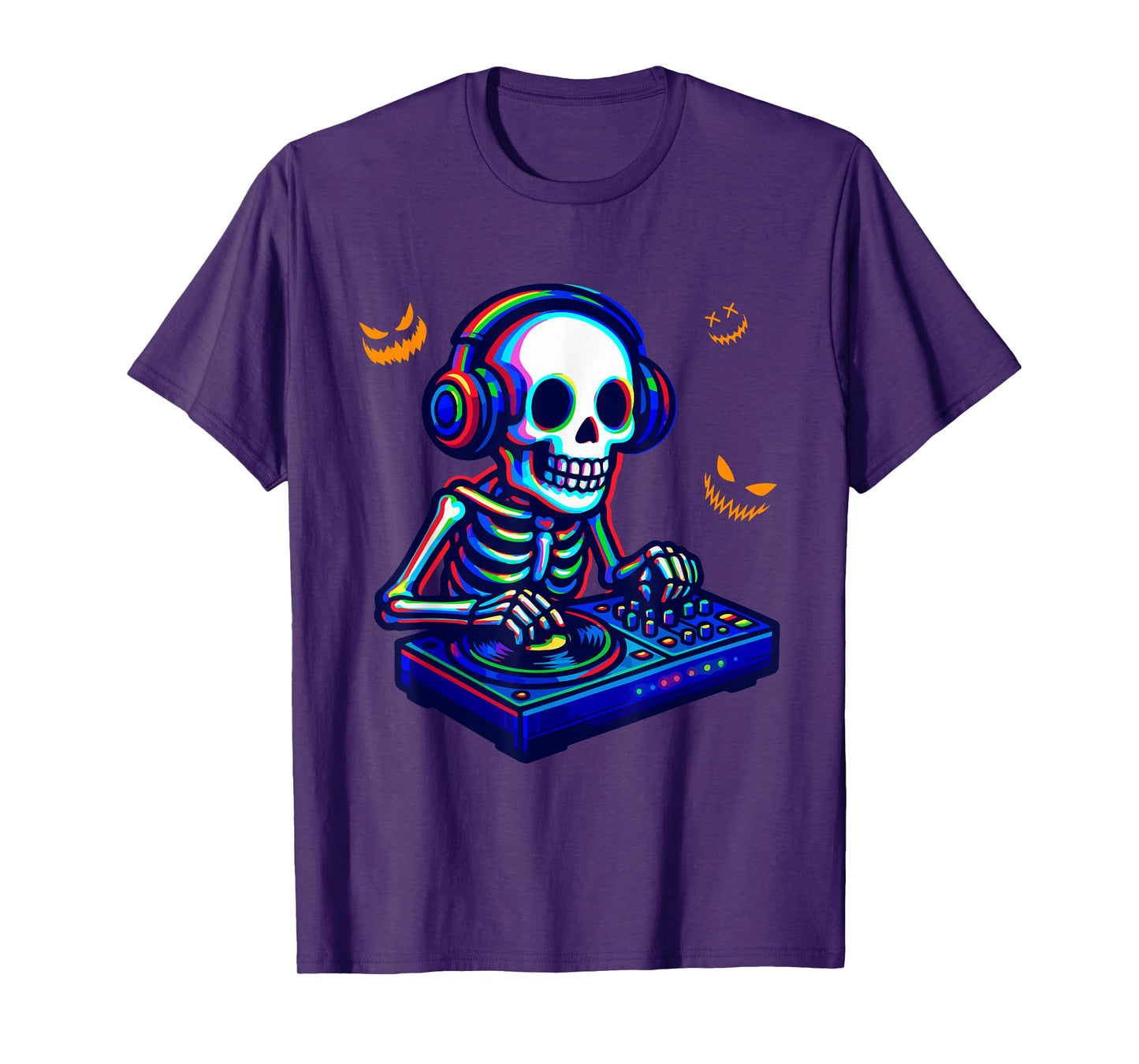 Colorful Skeleton As DJ Halloween Costume Musical Dancer T-Shirt