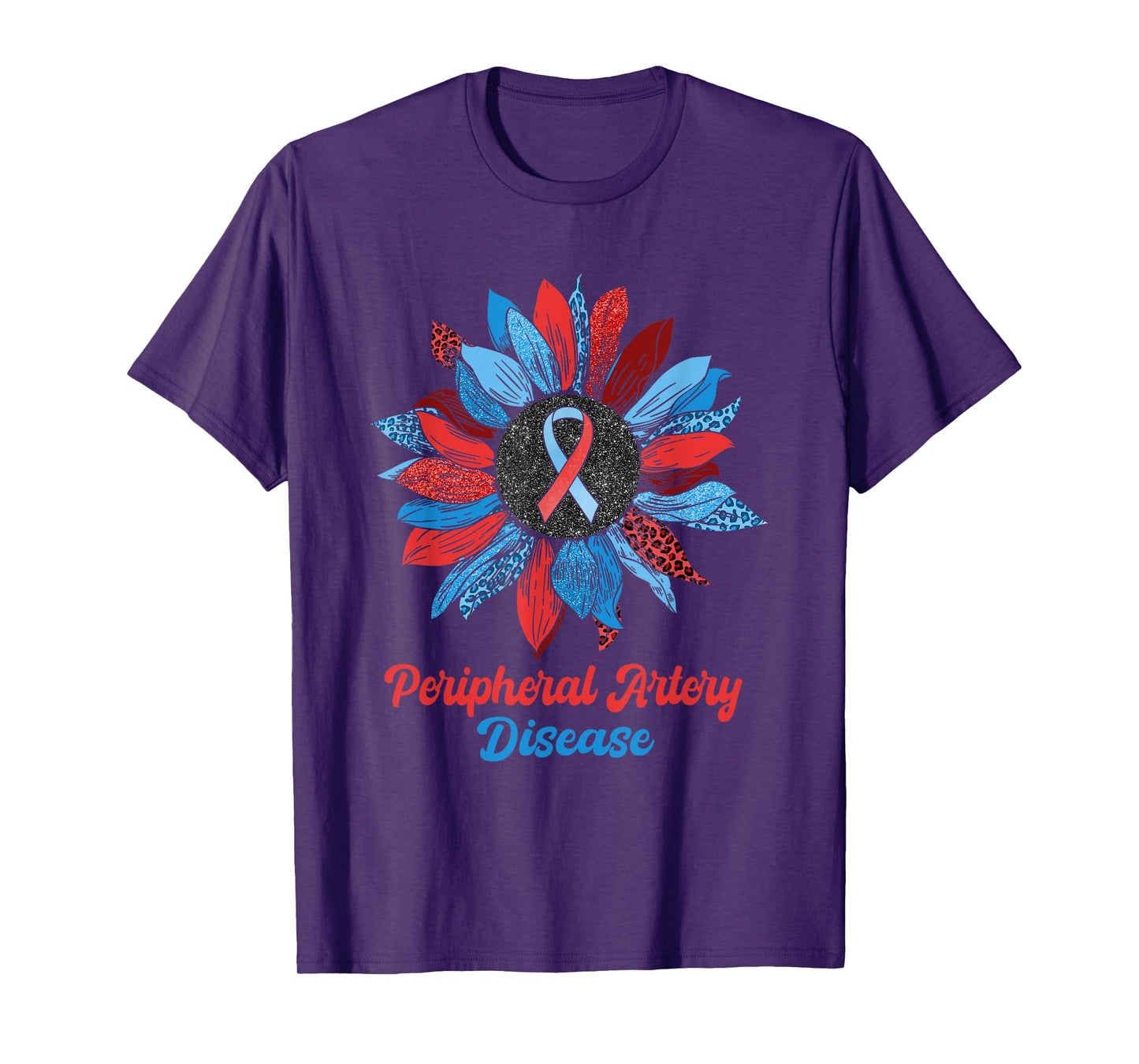 Leopard Sunflower Peripheral Artery Disease Warrior Support T-Shirt