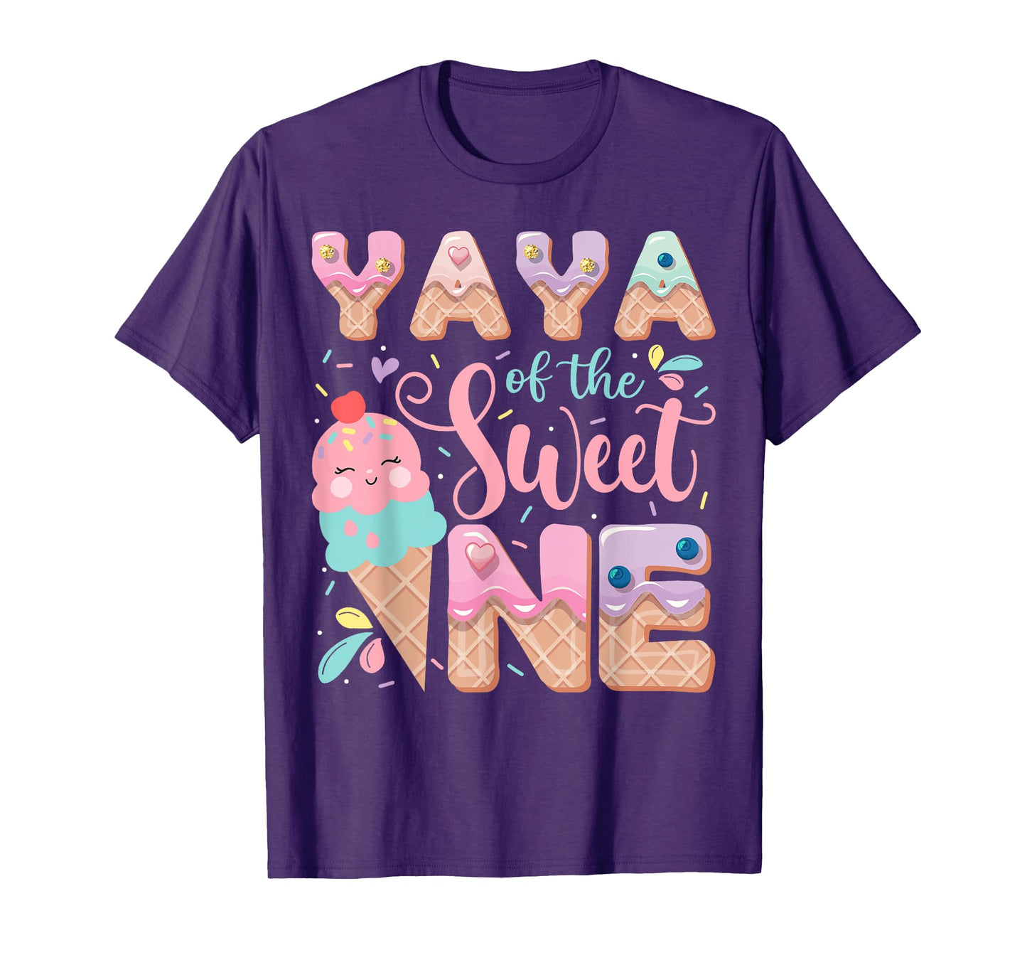 Yaya Of The Sweet One Ice Cream 1St Birthday Party T-Shirt