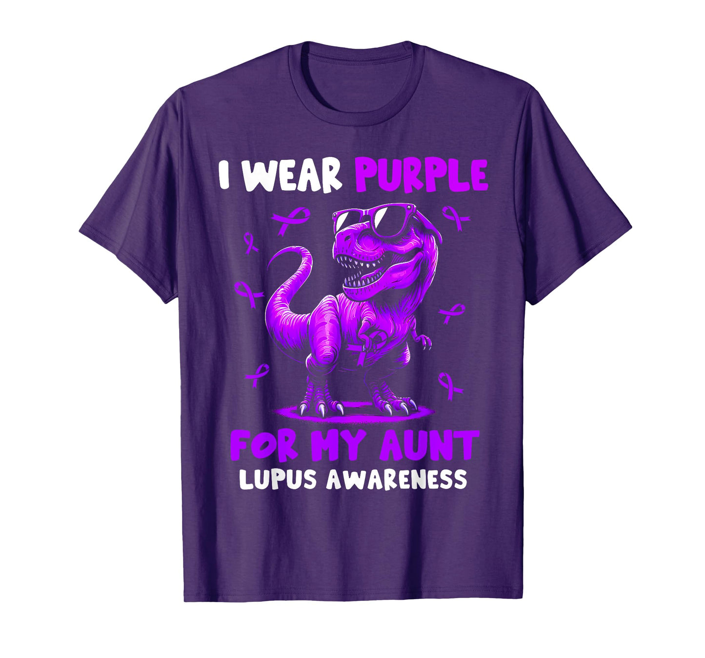I Wear Purple For My Aunt Lupus Awareness Dinosaur Boys T-Shirt