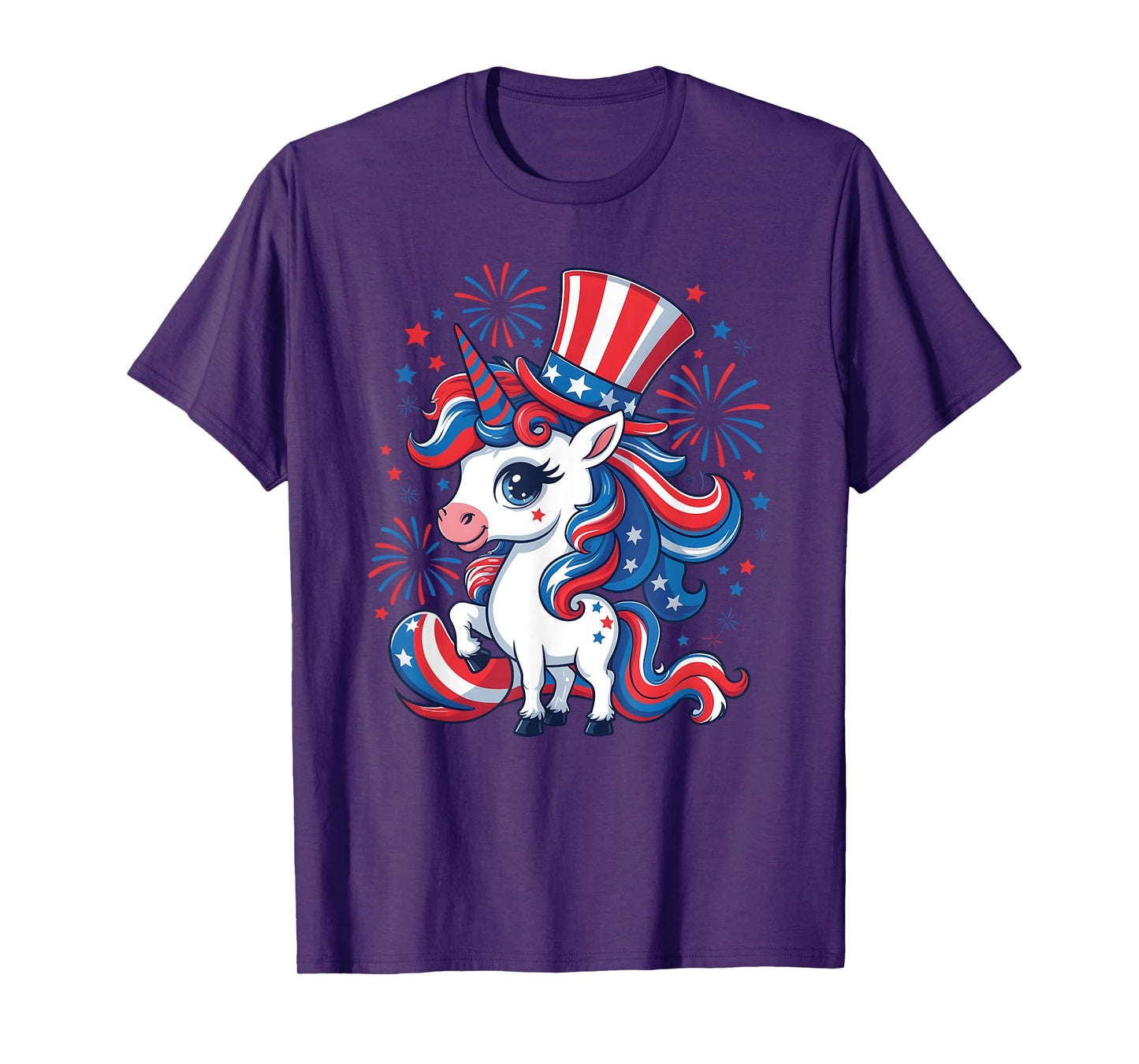 American Americorn Unicorn Patriotic 4th Of July Girls Kids T-Shirt