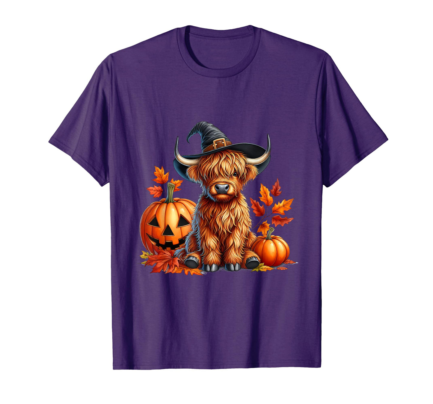 Witchy Cow Halloween Highland Cow Spooky Season Fall Autumn T-Shirt