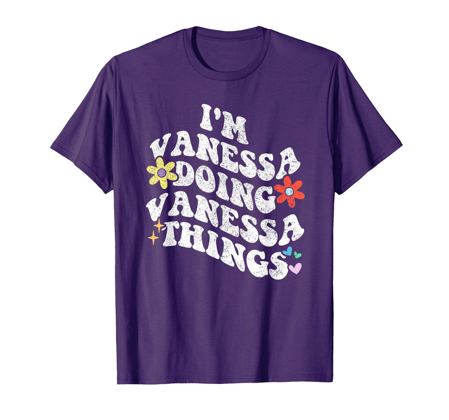 Personalized Name Mothers Day outfit For Women Retro Groovy I'm VANESSA Doing VANESSA Things Funny Mother's T-Shirt
