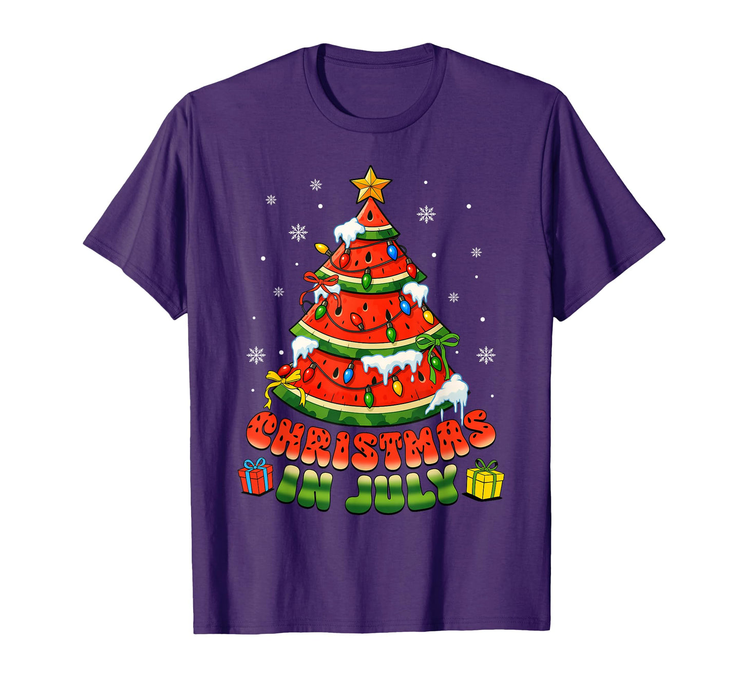 Christmas In July Watermelon Xmas Tree Summer Men Women Kids T-Shirt