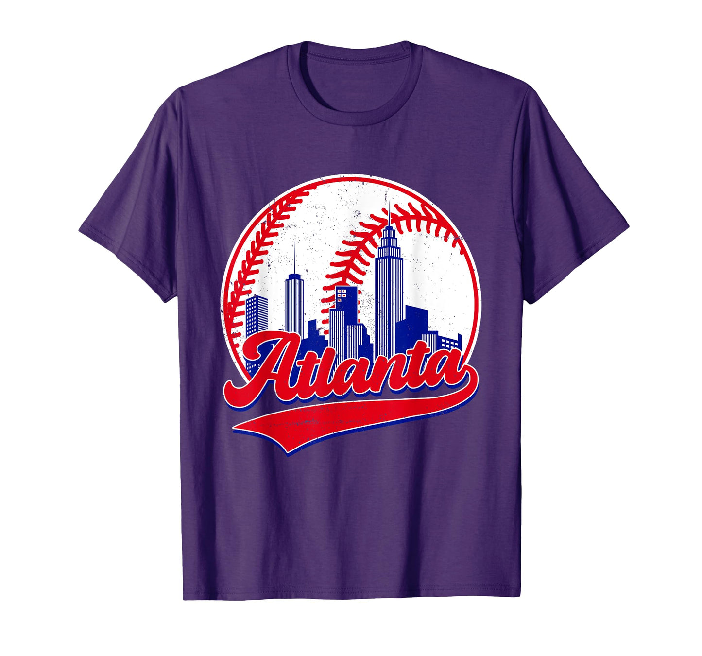 Retro Baseball Player Lover Atlanta Distressed Game Day T-Shirt