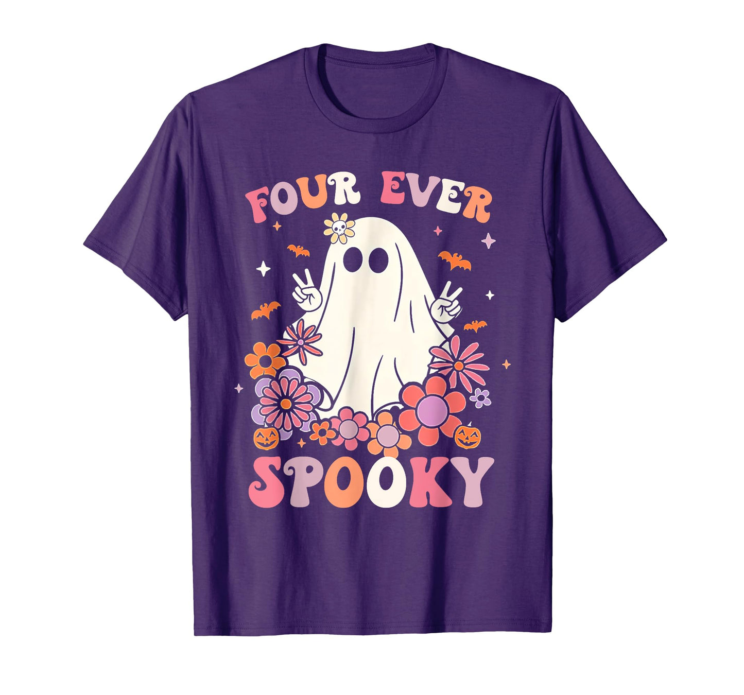 Four Ever Spooky Halloween 4th Birthday Party Decorations T-Shirt