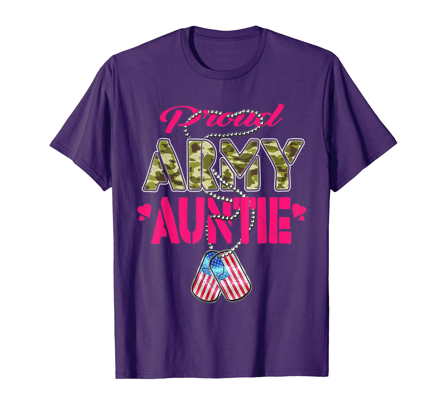 Proud Army Auntie Camo US Flag Dog Tags Pride Military Aunt T-Shirt