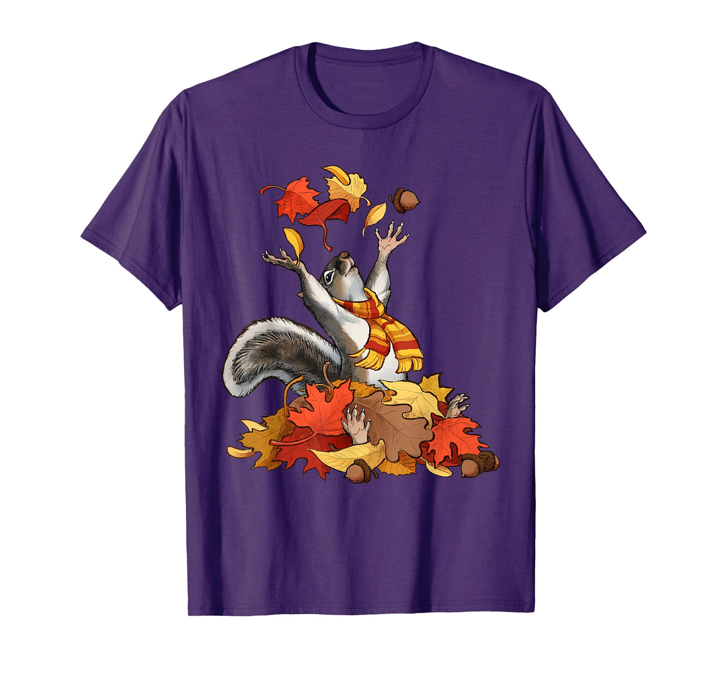 Cute Squirrel With Fall Leaves Autumn Animal Thanksgiving T-Shirt