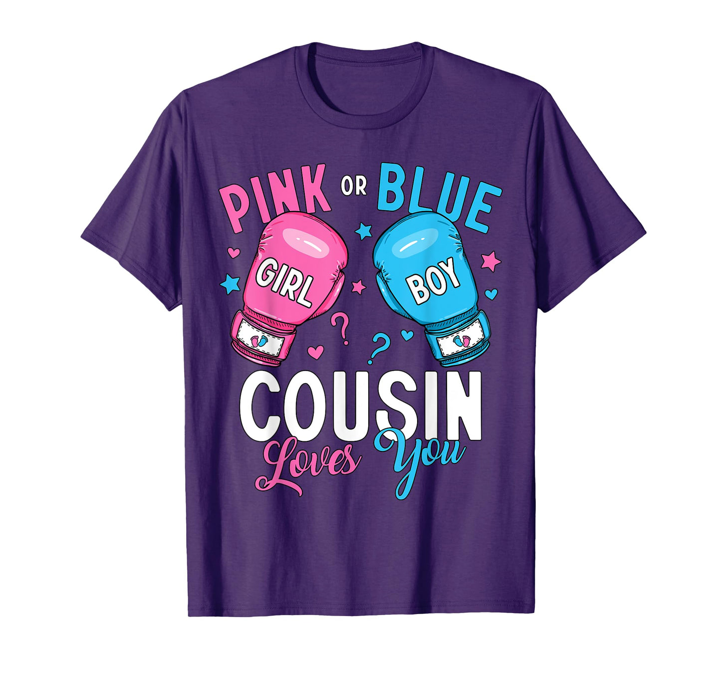 Pink or Blue Cousin Loves You Boxing Gender Reveal Boxer T-Shirt