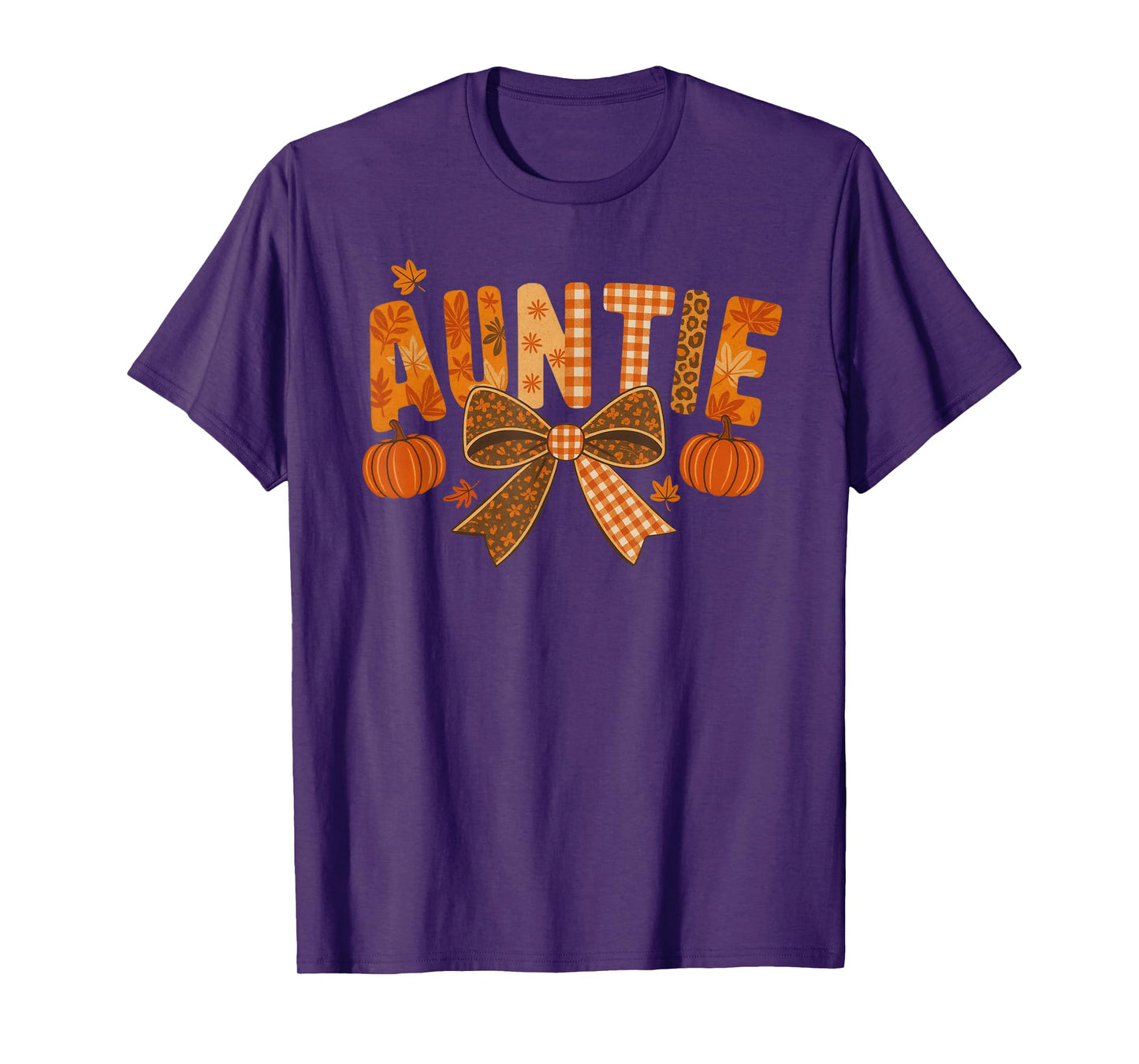 Auntie Pumpkin Fall Coquette Bow Thanksgiving Aunt Women T-Shirt