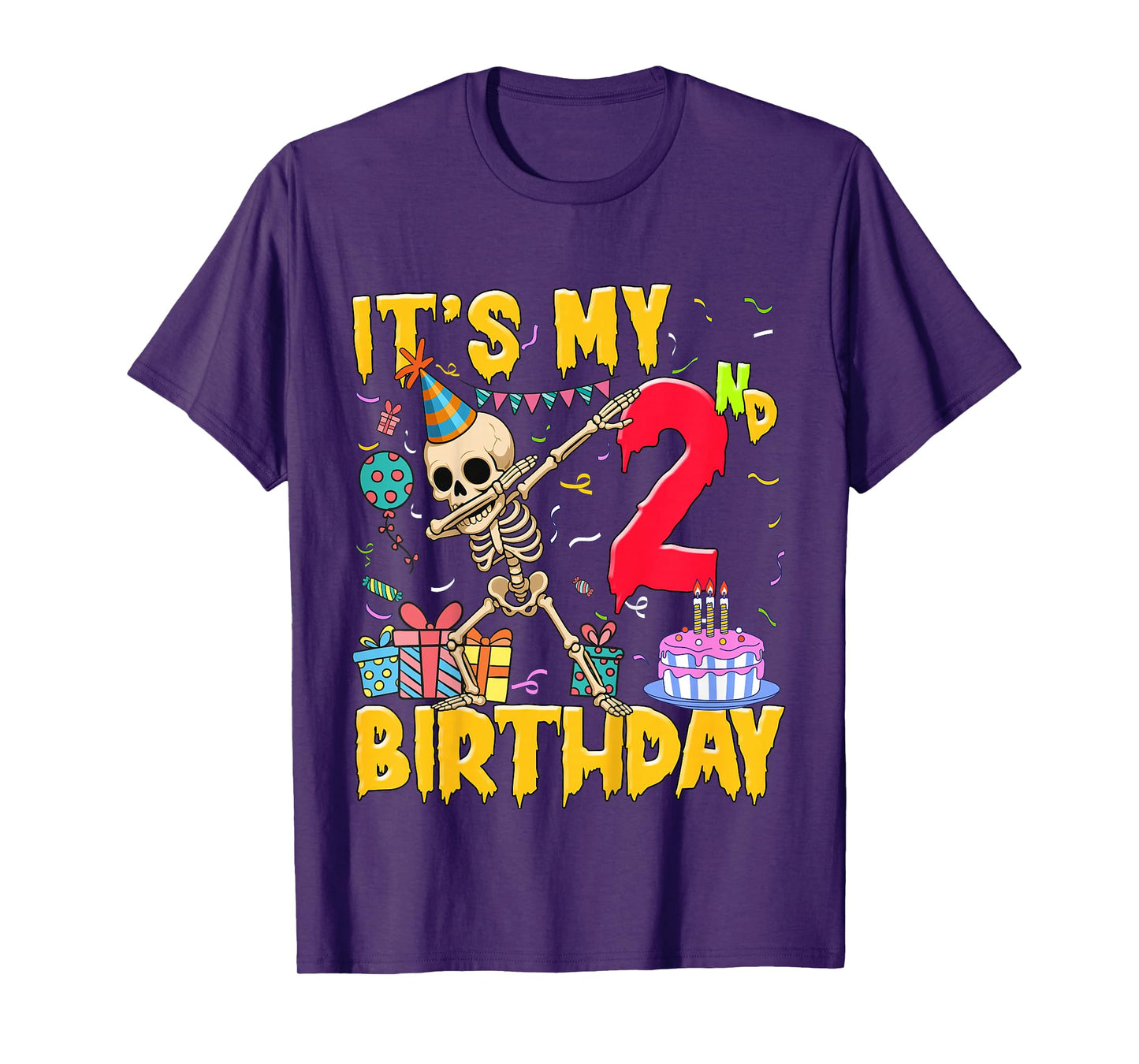 Kids It's My 2nd Birthday Party Halloween Skeleton Birthday T-Shirt