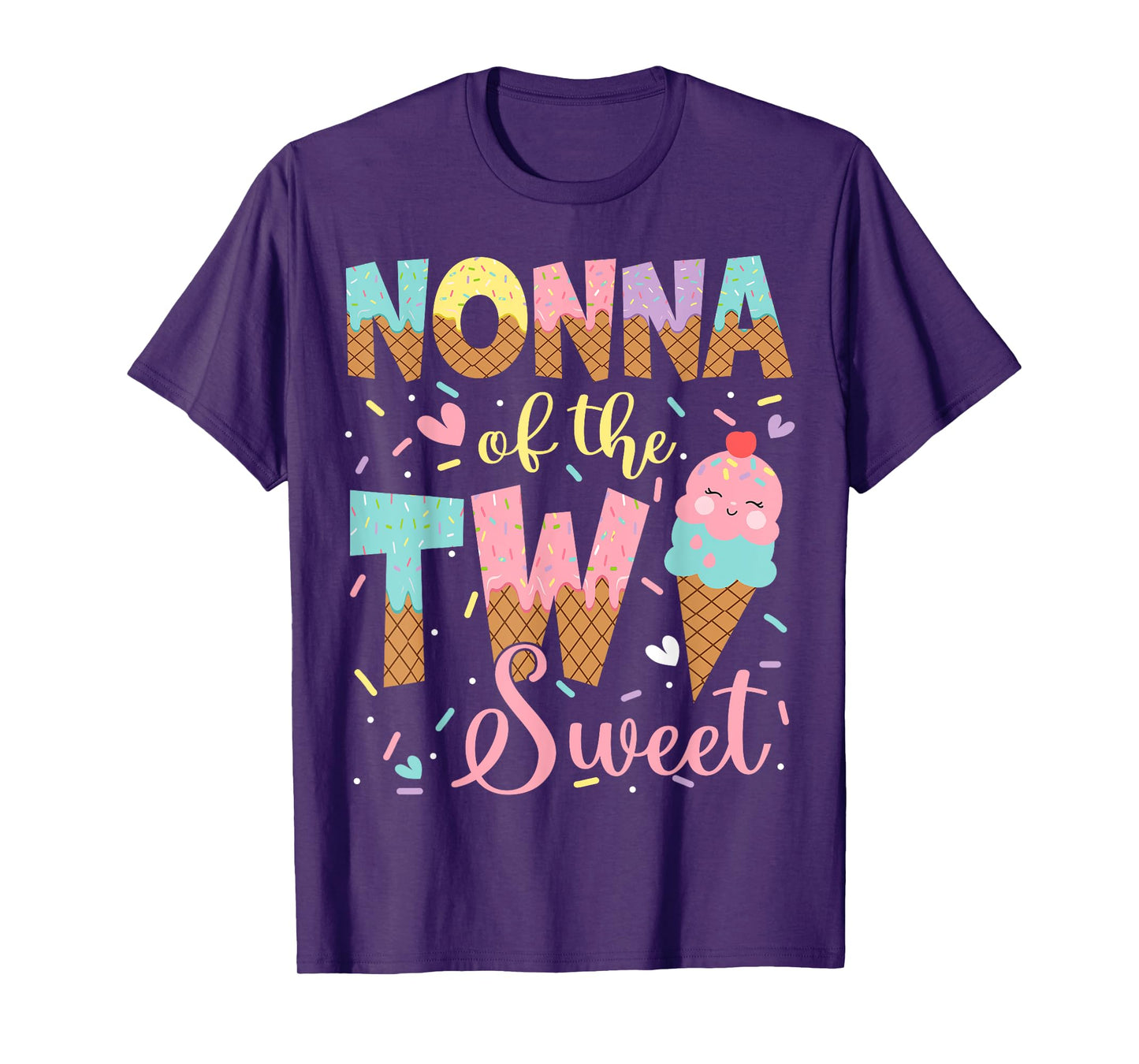 Nonna Of The Two Sweet 2Nd Birthday Girl Ice Cream T-Shirt