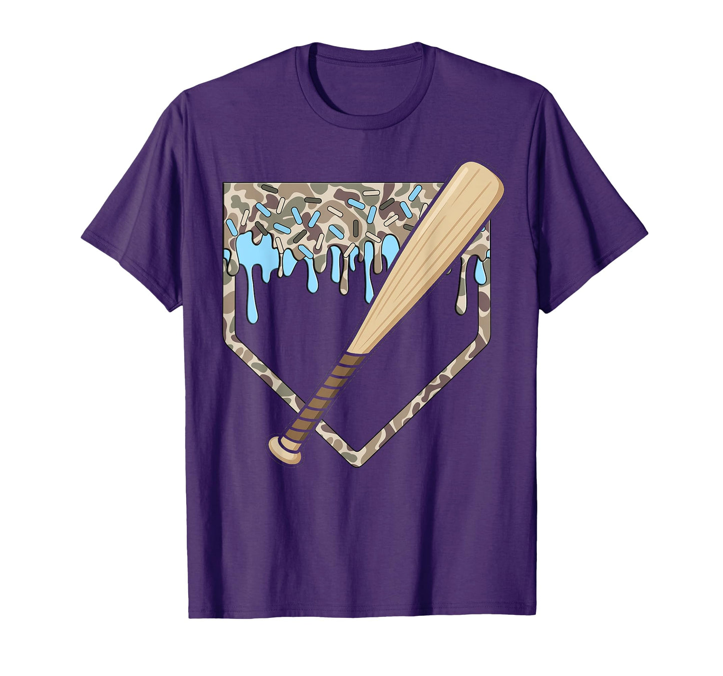 Baseball Drip Camo Baseball Home Plate Bat Boys Sports T-Shirt