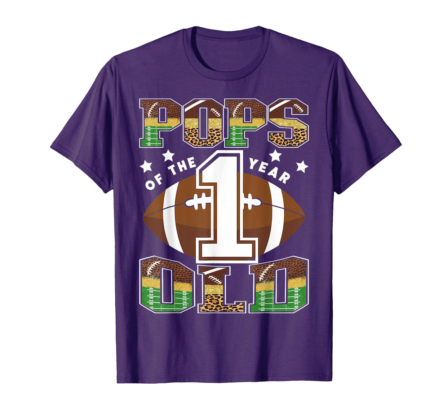 Pops Of The 1 Year Old Football 1St Year Down Birthday T-Shirt