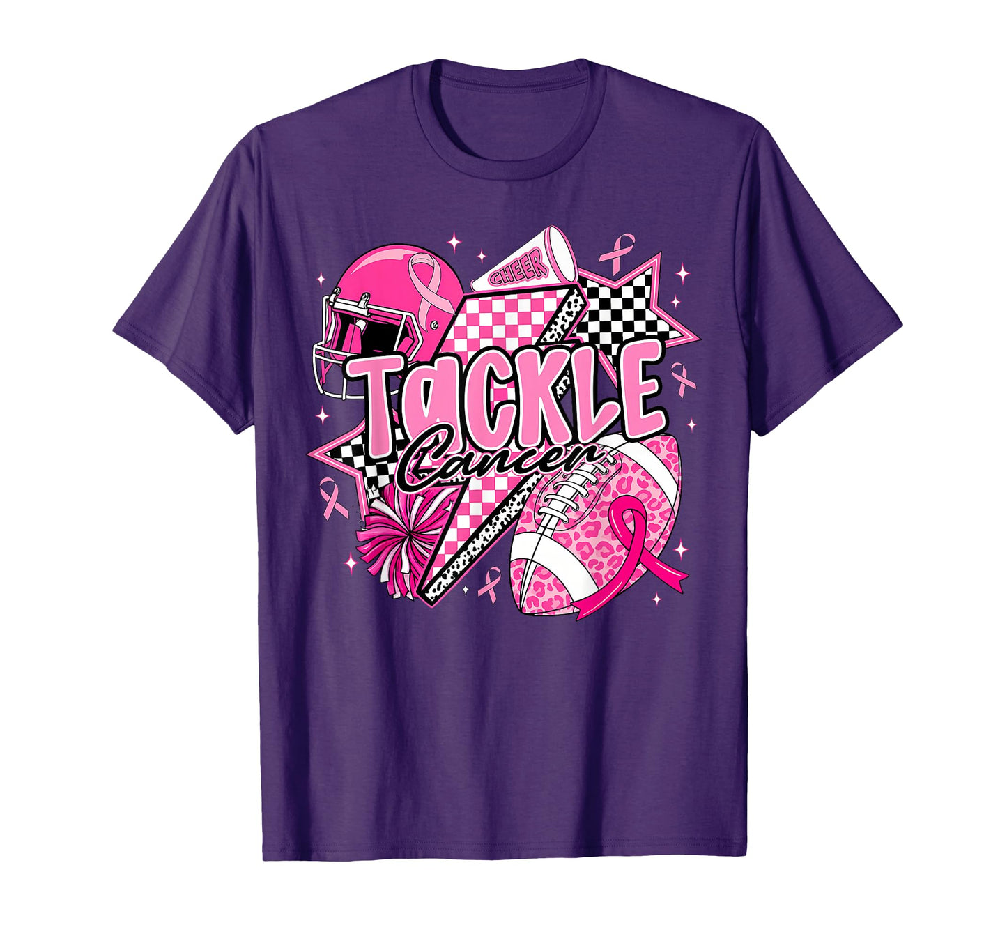 Tackle Breast Cancer Awareness American Football Pink Ribbon T-Shirt