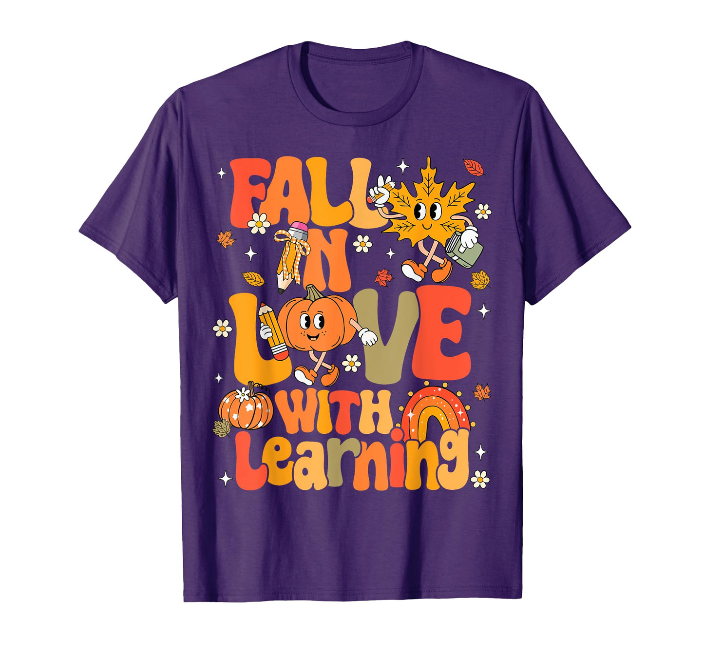 Fall In Love With Learning Autumn Thanksgiving Pumpkin Kids T-Shirt